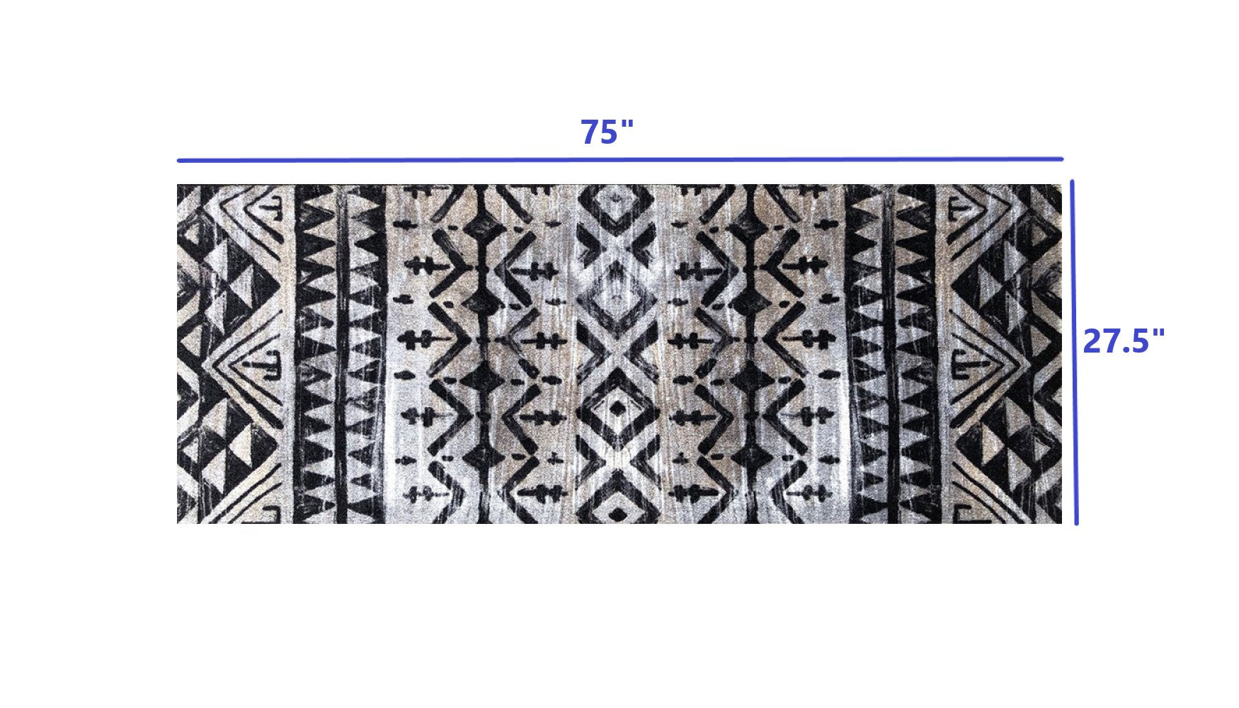 HomeRoots 2' x 6' Black and Gray Aztec Washable Runner Rug