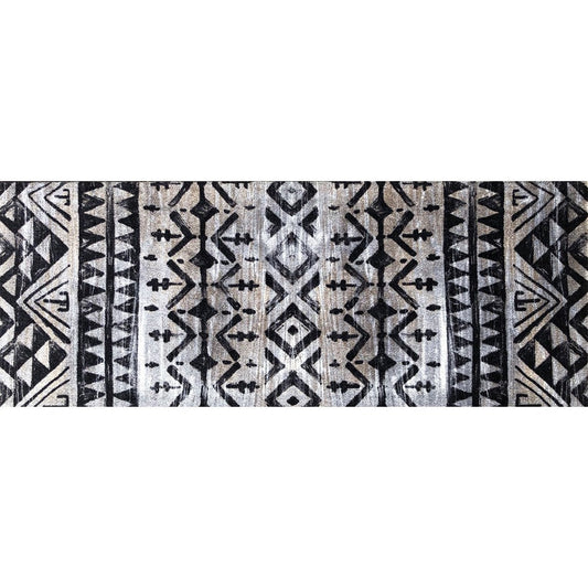 HomeRoots 2' x 6' Black and Gray Aztec Washable Runner Rug