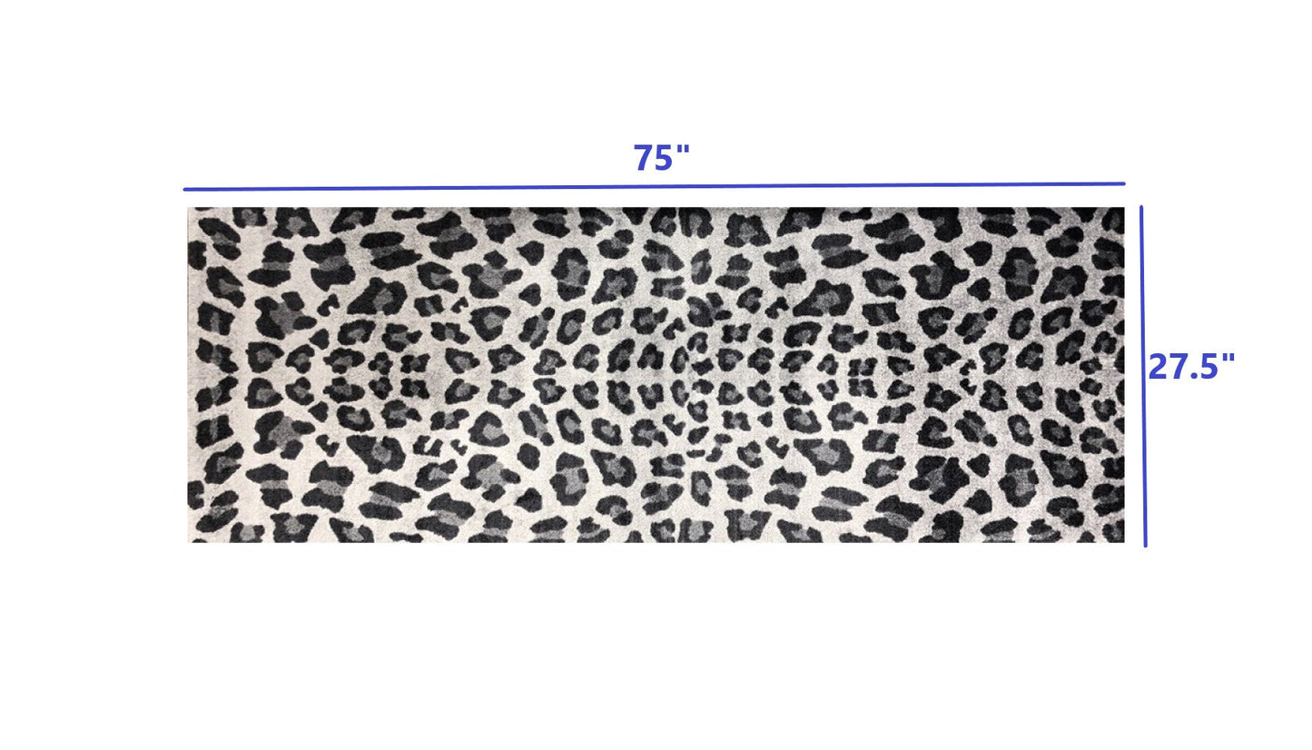 HomeRoots 2' x 6' Black and Gray Cheetah Washable Runner Rug