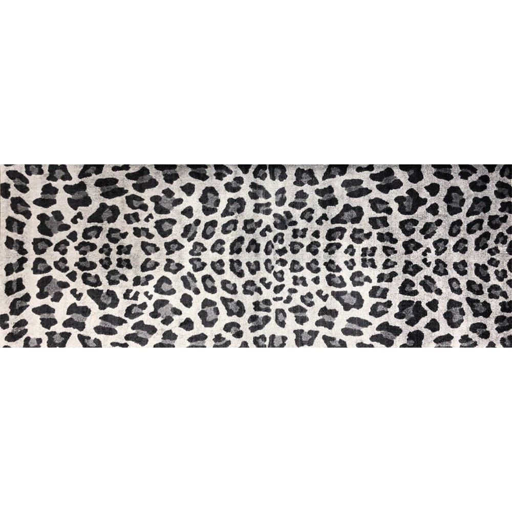 HomeRoots 2' x 6' Black and Gray Cheetah Washable Runner Rug