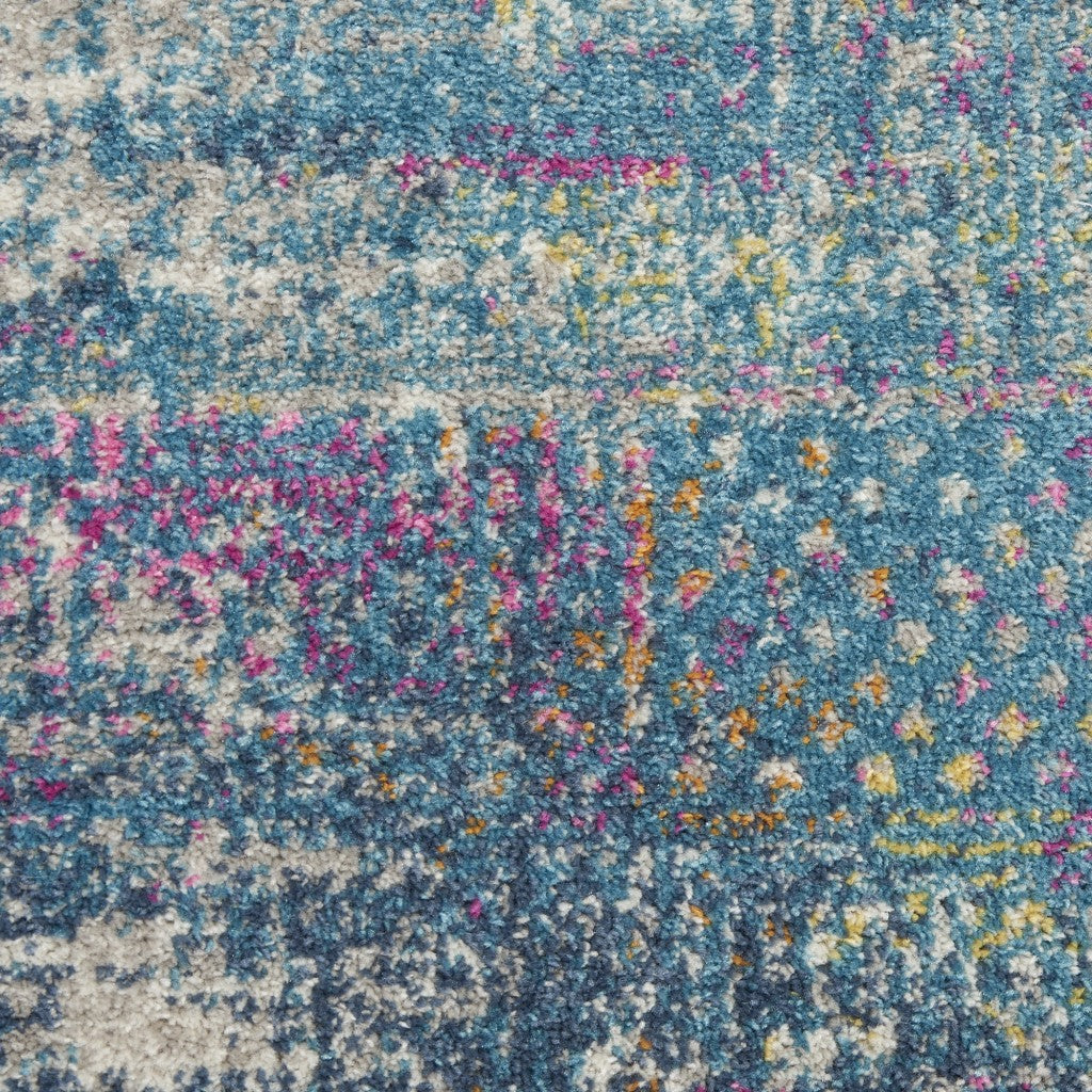 HomeRoots 2' x 6' Blue Distressed Medallion Runner Rug