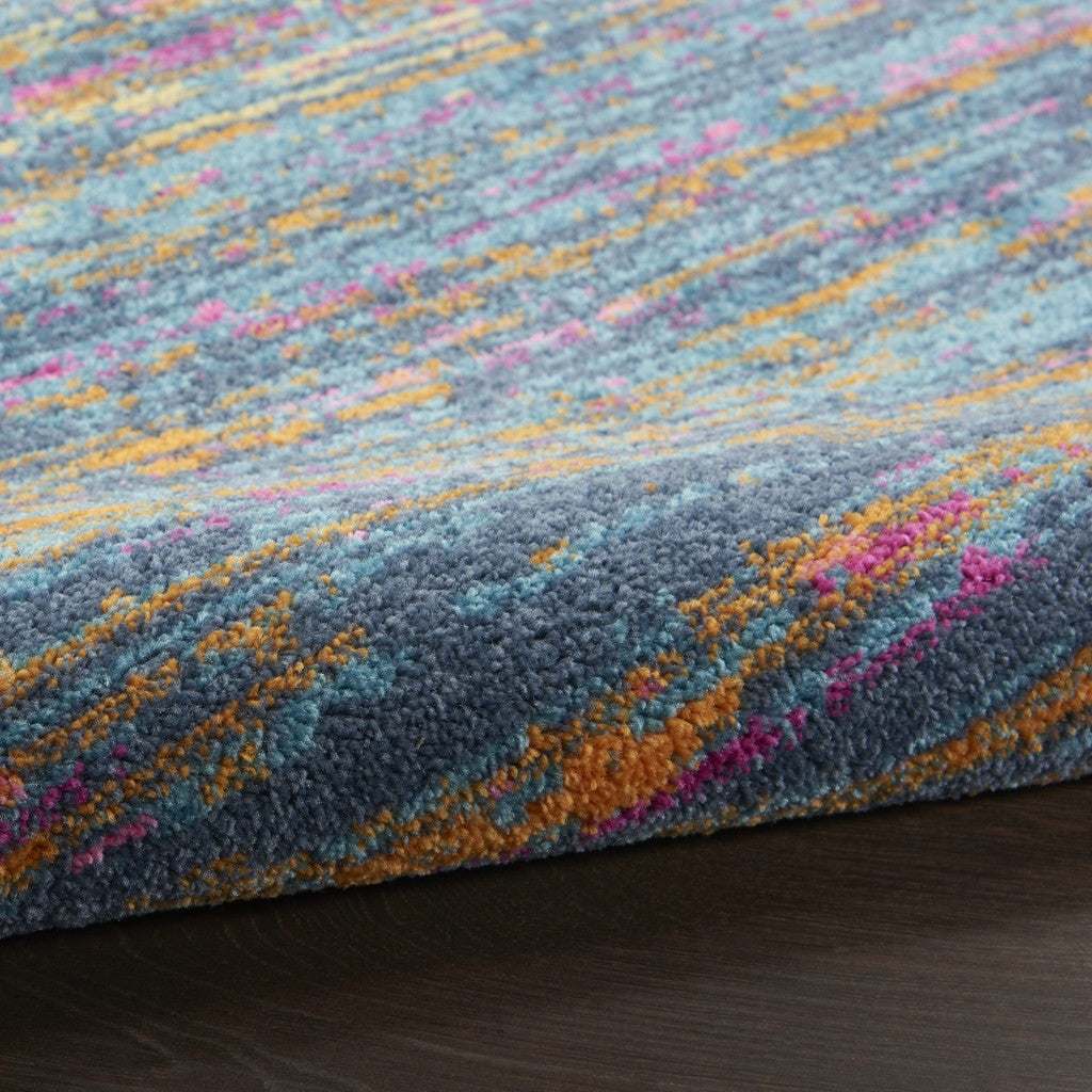 HomeRoots 2' x 6' Blue Distressed Striations Runner Rug