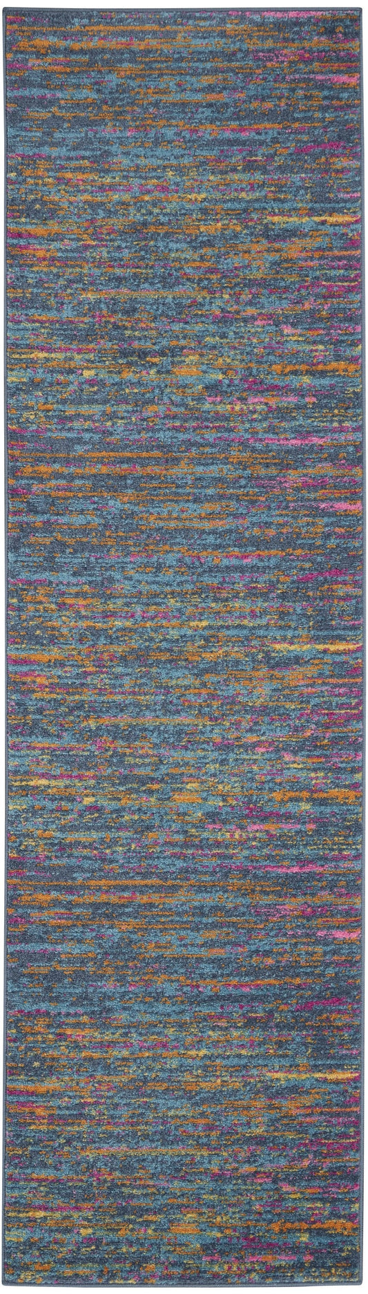 HomeRoots 2' x 6' Blue Distressed Striations Runner Rug