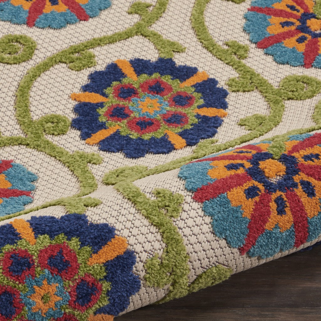 HomeRoots 2’ x 6’ Blue Vines Indoor Outdoor Runner Rug