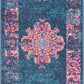 HomeRoots 2’ x 6’ Blue and Pink Medallion Runner Rug