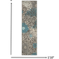 HomeRoots 2’ x 6’ Charcoal and Blue Big Flower Runner Rug