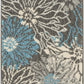 HomeRoots 2’ x 6’ Charcoal and Blue Big Flower Runner Rug