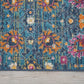 HomeRoots 2' x 6’ Denim Blue Distressed Runner Rug With Florals Finish