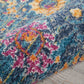 HomeRoots 2' x 6’ Denim Blue Distressed Runner Rug With Florals Finish