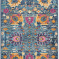 HomeRoots 2' x 6’ Denim Blue Distressed Runner Rug With Florals Finish