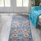 HomeRoots 2' x 6’ Denim Blue Distressed Runner Rug With Florals Finish