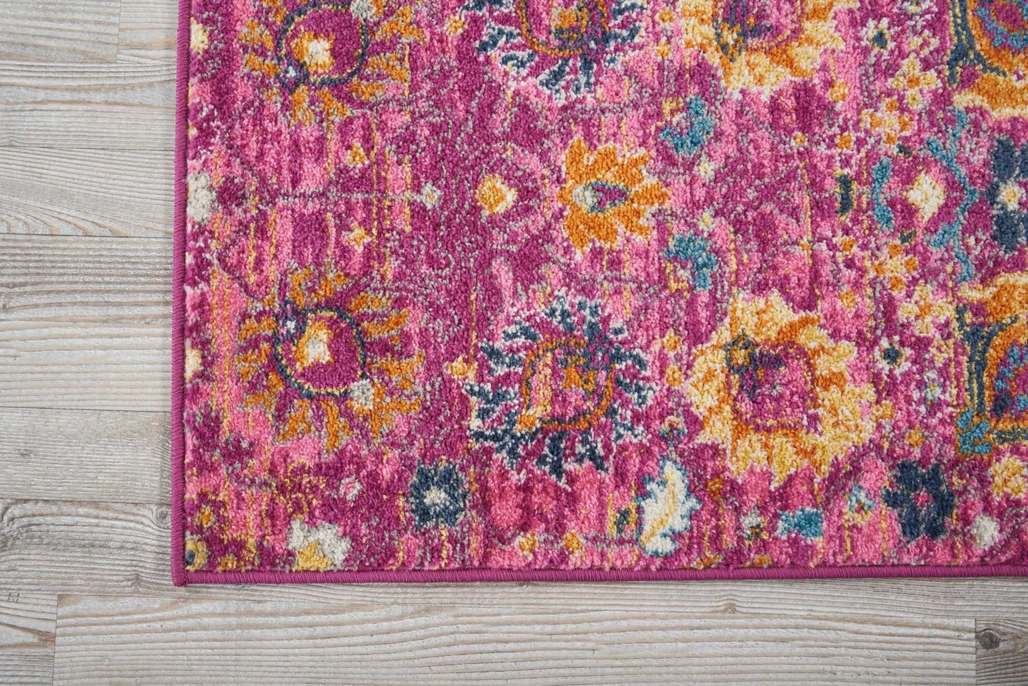 HomeRoots 2' x 6' Fuchsia and Orange Distressed Runner Rug