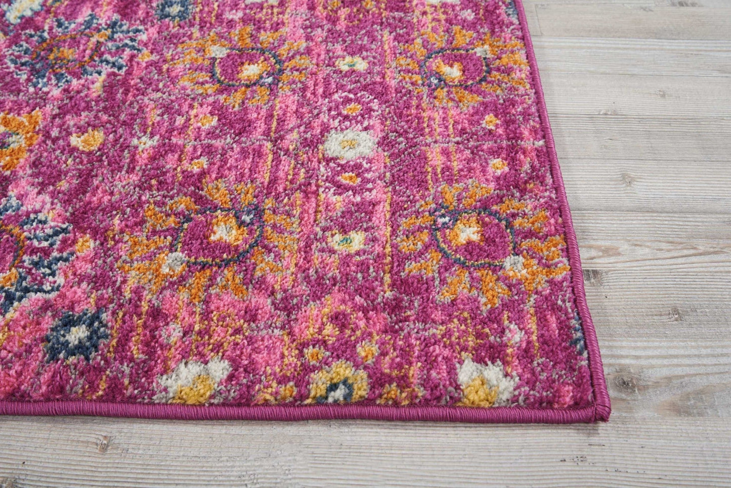 HomeRoots 2' x 6' Fuchsia and Orange Distressed Runner Rug