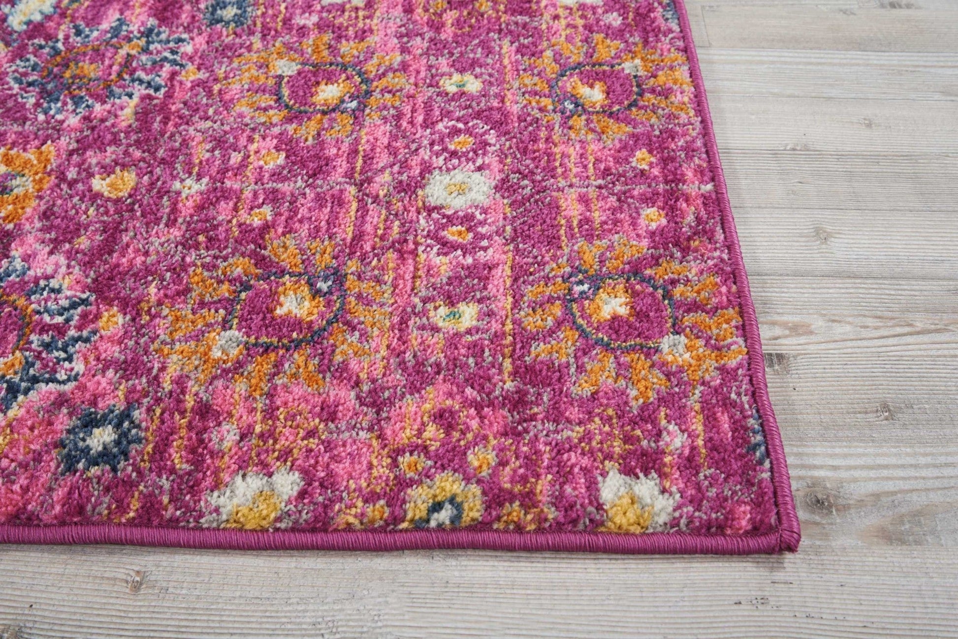 HomeRoots 2' x 6' Fuchsia and Orange Distressed Runner Rug