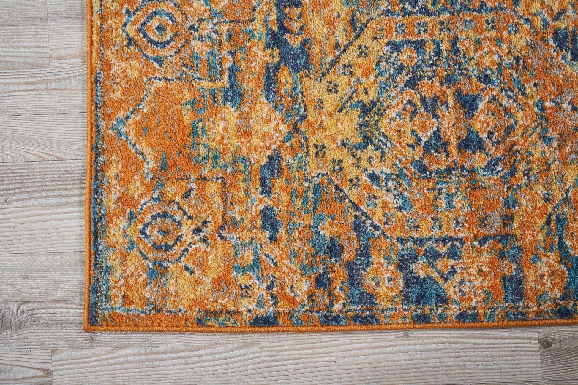 HomeRoots 2' x 6' Gold and Blue Antique Runner Rug
