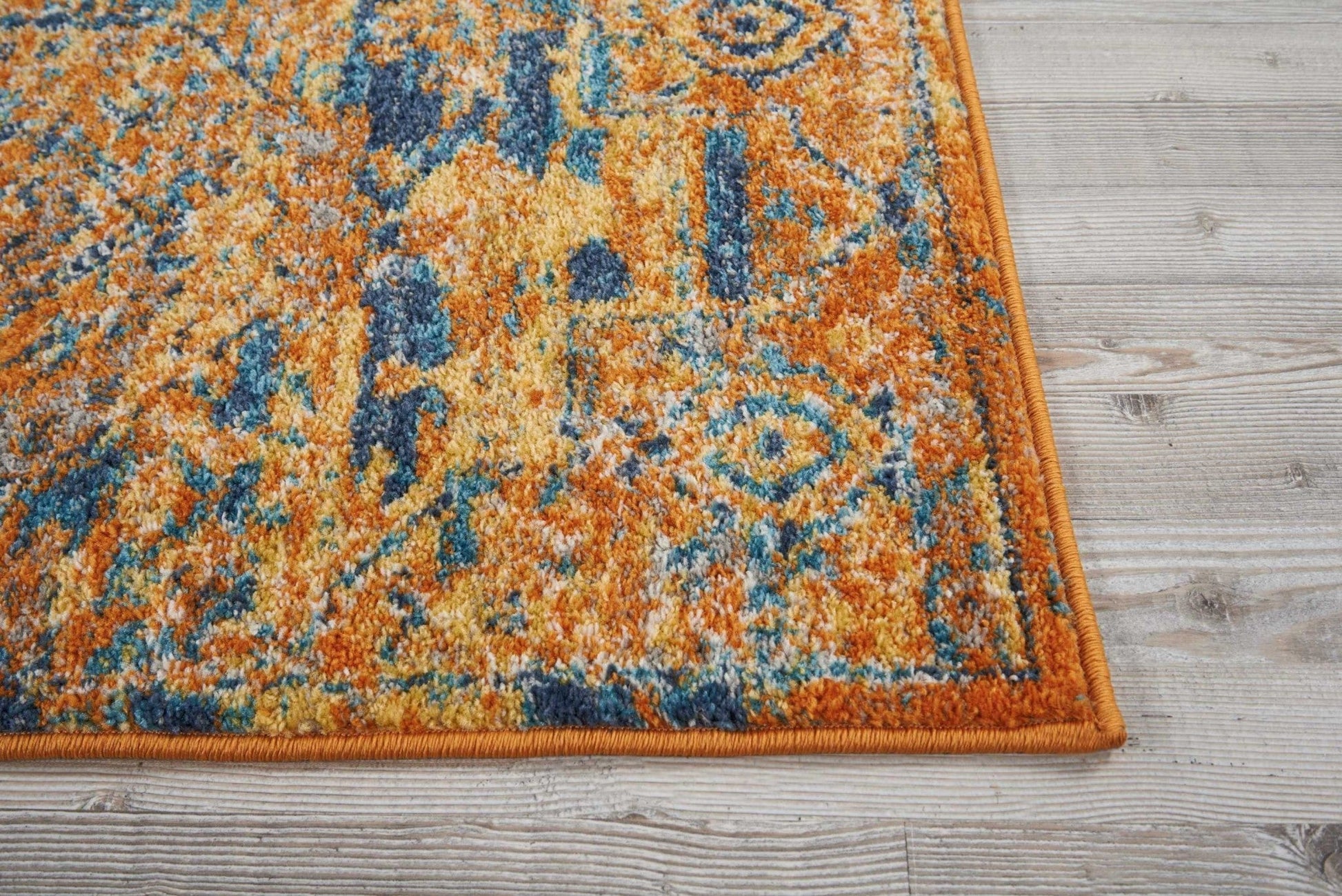 HomeRoots 2' x 6' Gold and Blue Antique Runner Rug