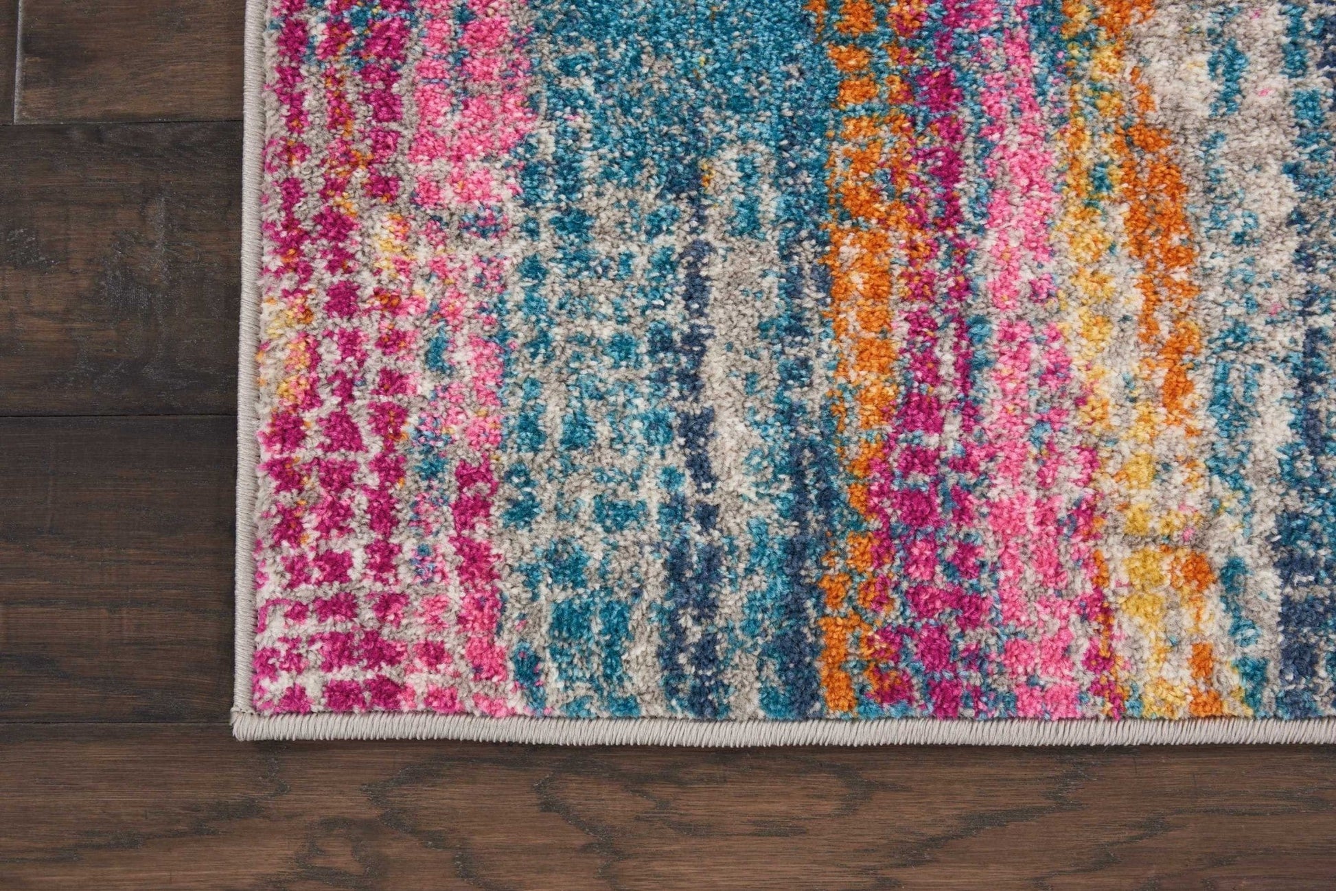 HomeRoots 2' x 6' Gray Colorful Abstract Stripes Runner Rug