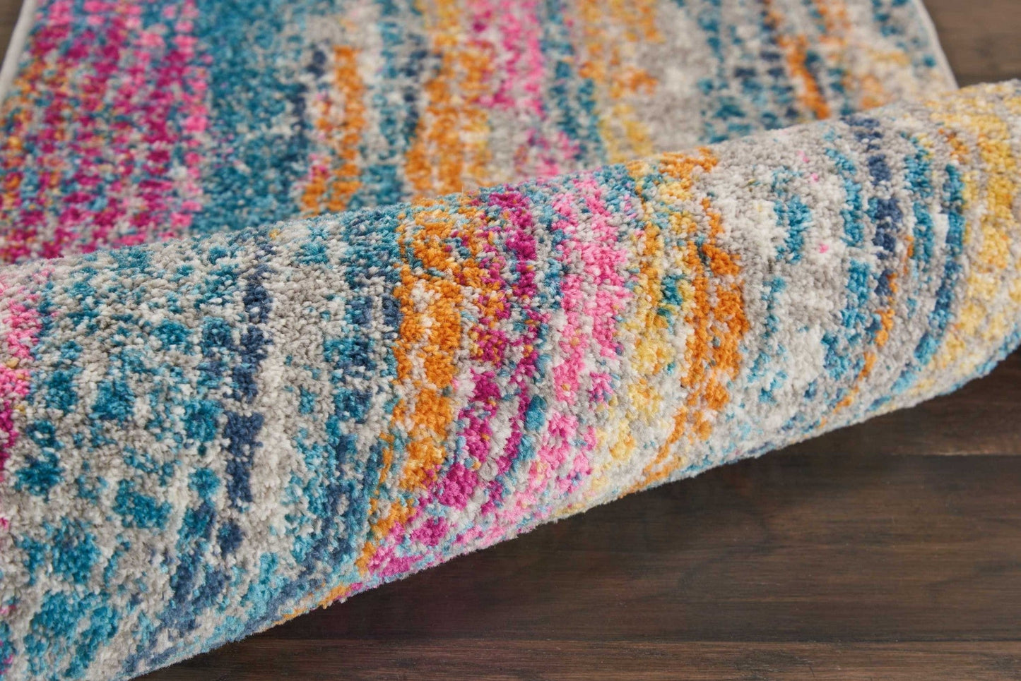HomeRoots 2' x 6' Gray Colorful Abstract Stripes Runner Rug
