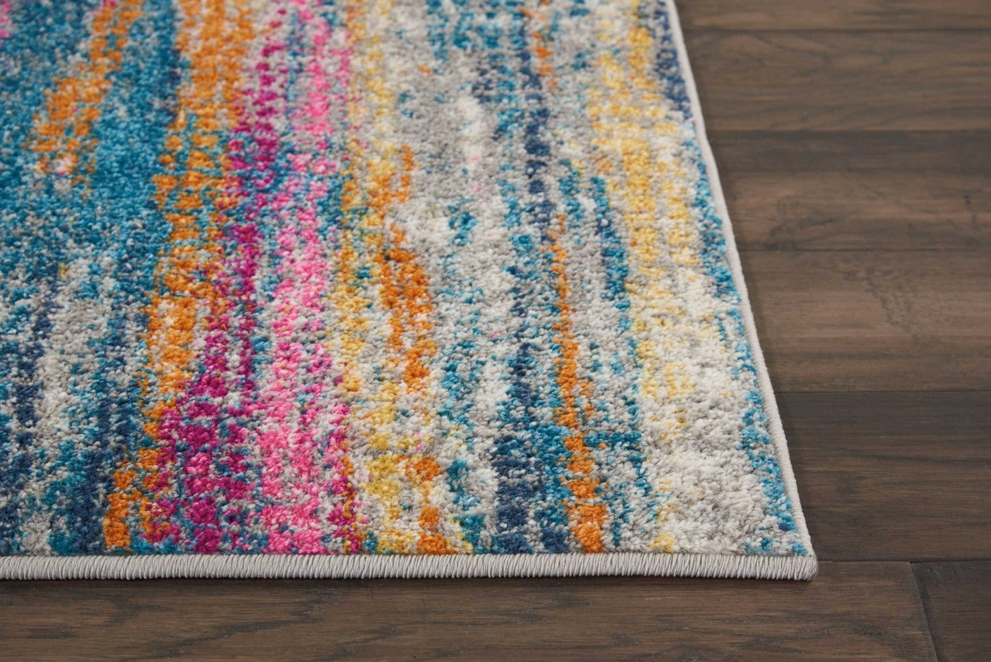 HomeRoots 2' x 6' Gray Colorful Abstract Stripes Runner Rug