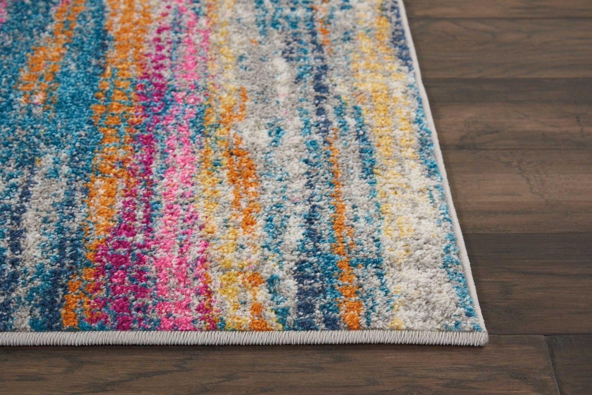 HomeRoots 2' x 6' Gray Colorful Abstract Stripes Runner Rug