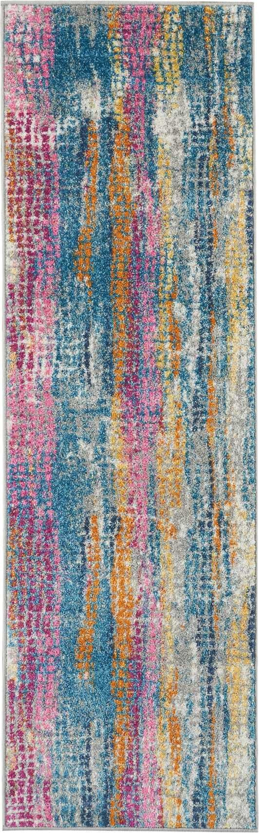 HomeRoots 2' x 6' Gray Colorful Abstract Stripes Runner Rug