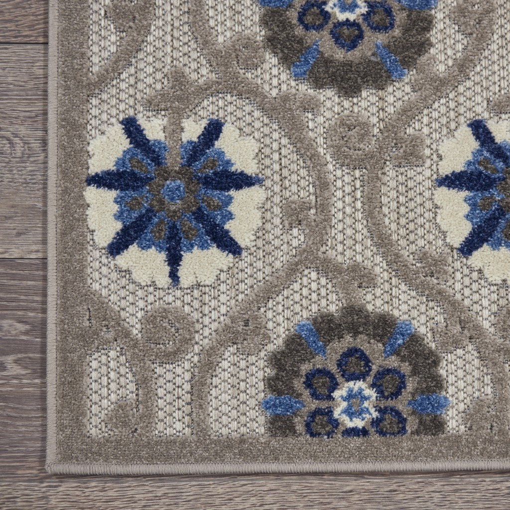 HomeRoots 2' x 6' Gray and Blue Indoor Outdoor Runner Rug