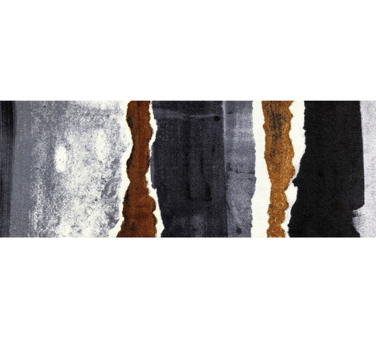 HomeRoots 2' x 6' Gray and Brown Abstract Southwest Washable Runner Rug