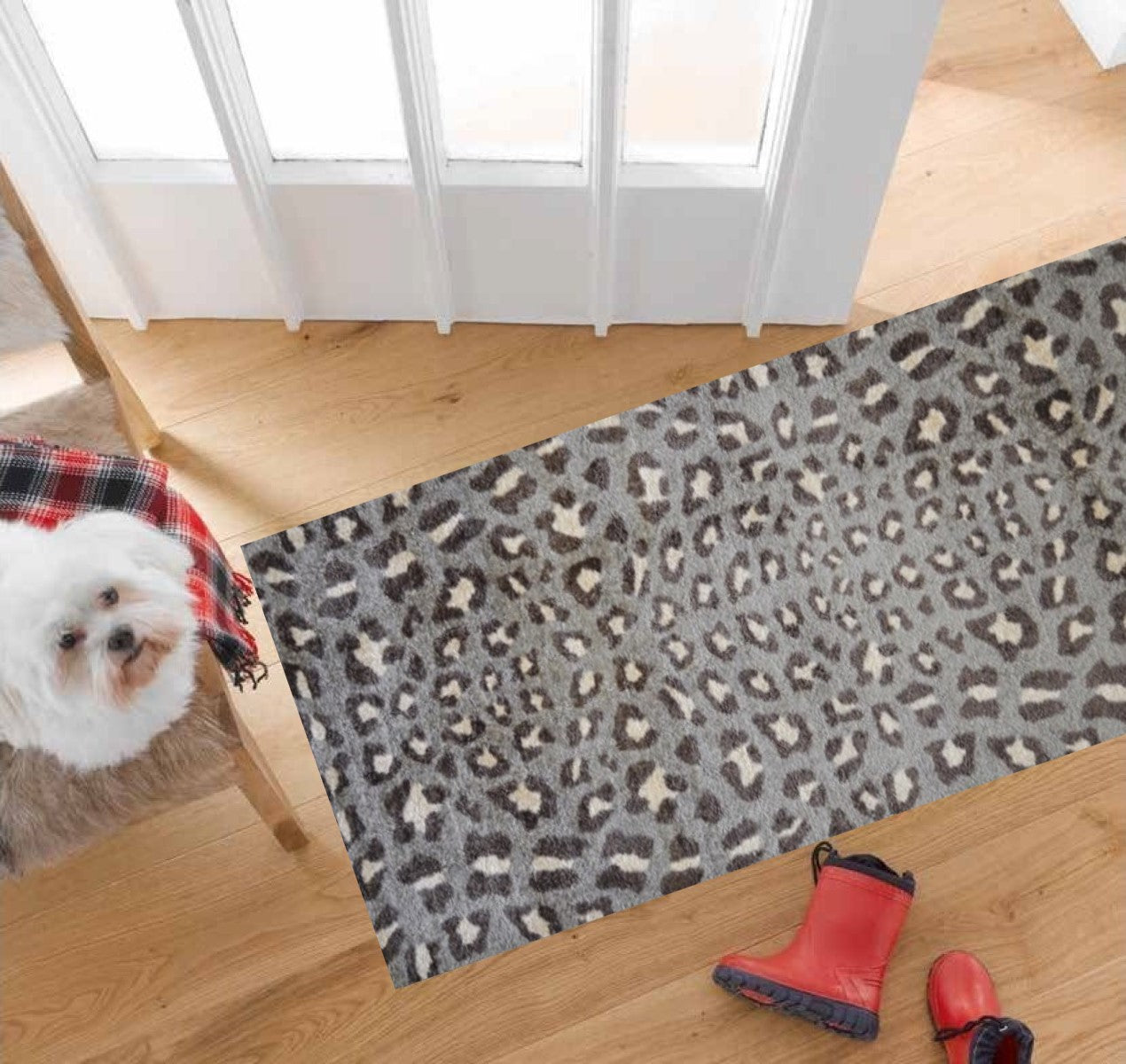 HomeRoots 2' x 6' Gray and Brown Cheetah Washable Runner Rug