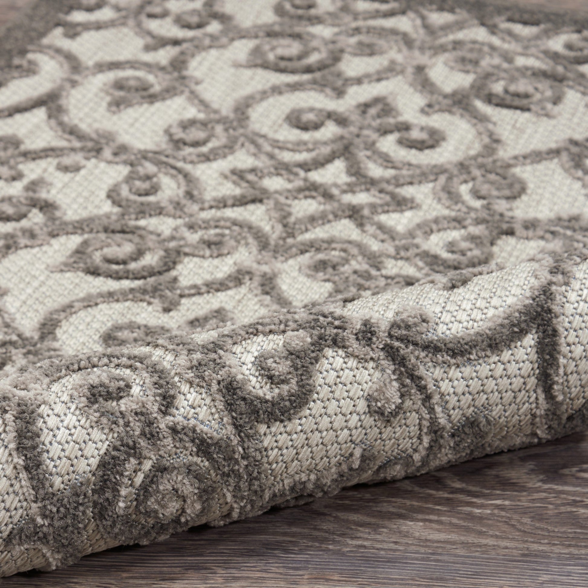 HomeRoots 2' x 6' Gray and Charcoal Indoor Outdoor Runner Rug