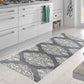 HomeRoots 2' x 6' Gray and Ivory Scallop Medallion Washable Runner Rug