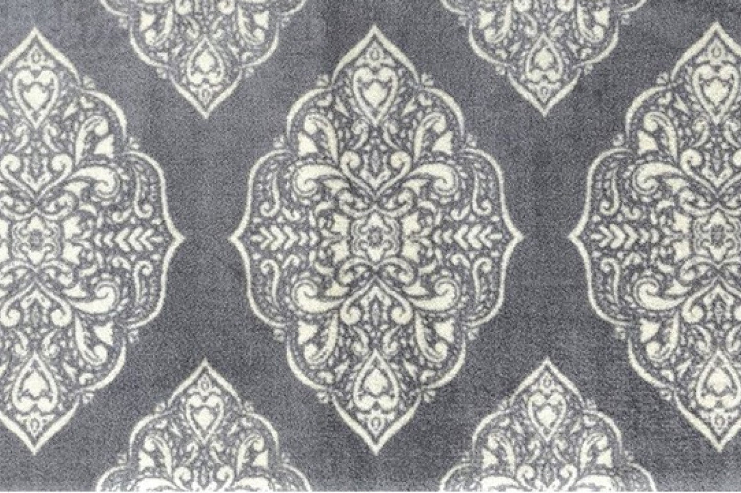 HomeRoots 2' x 6' Gray and Ivory Scallop Medallion Washable Runner Rug
