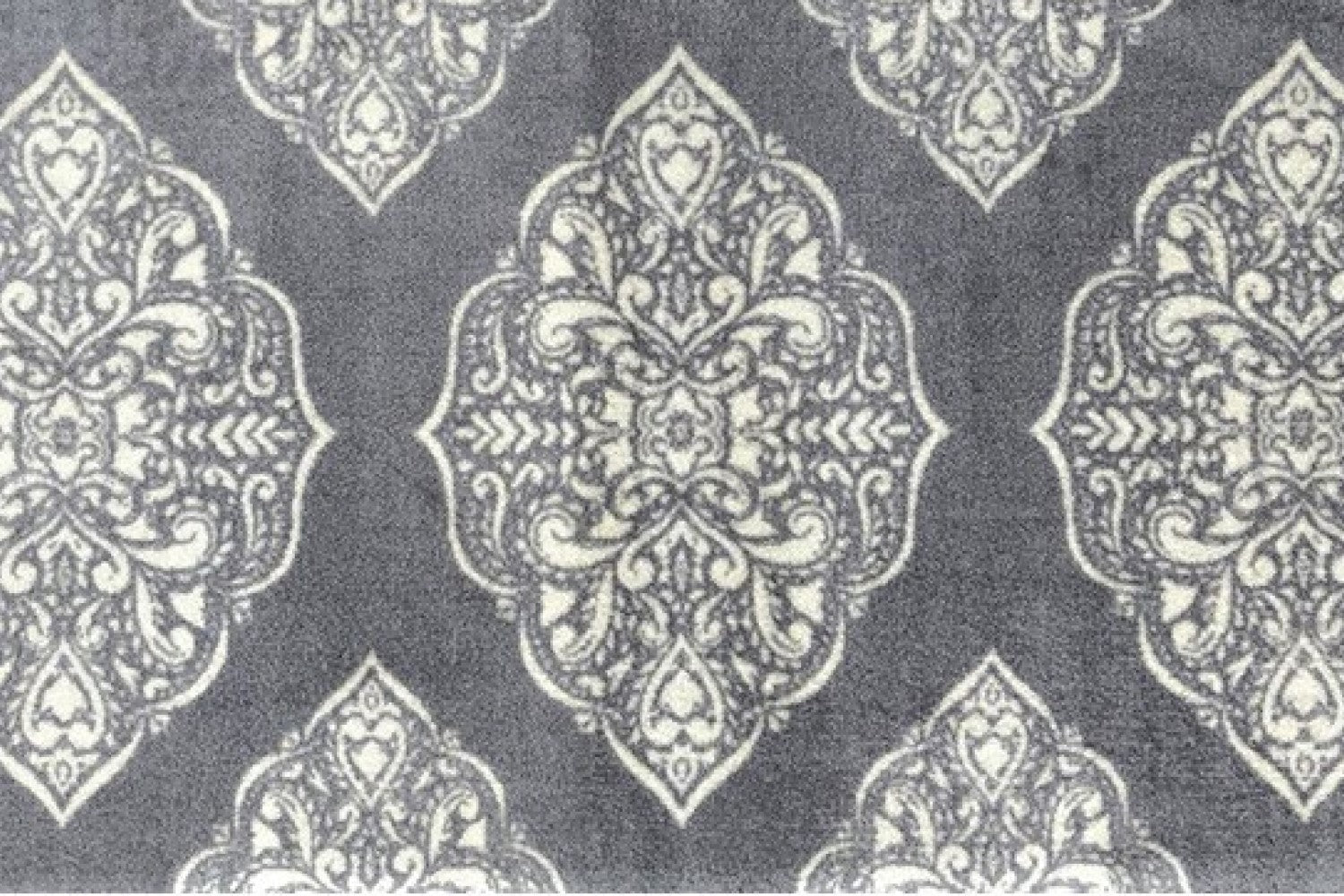 HomeRoots 2' x 6' Gray and Ivory Scallop Medallion Washable Runner Rug