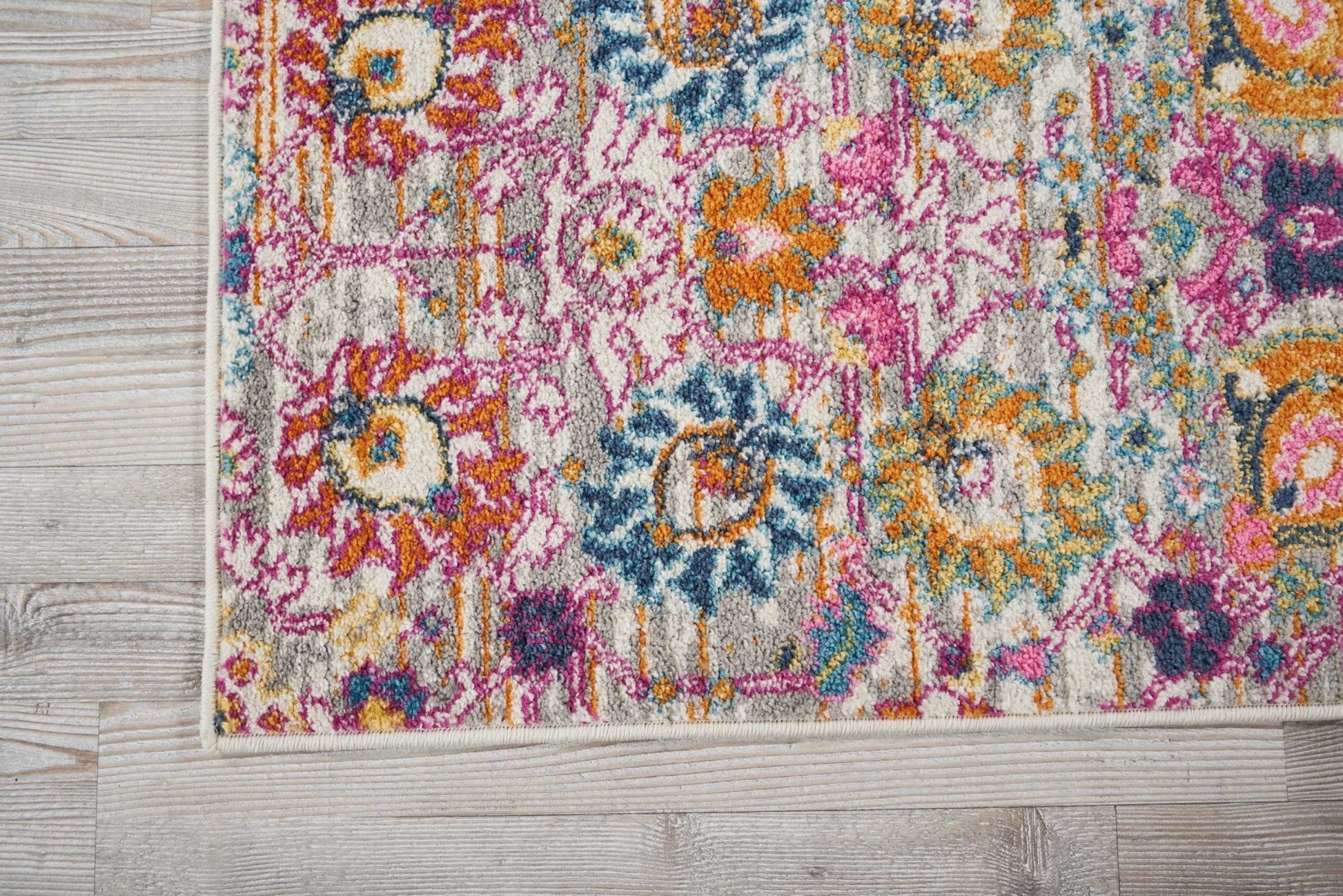 HomeRoots 2' x 6' Gray and Pink Distressed Runner Rug