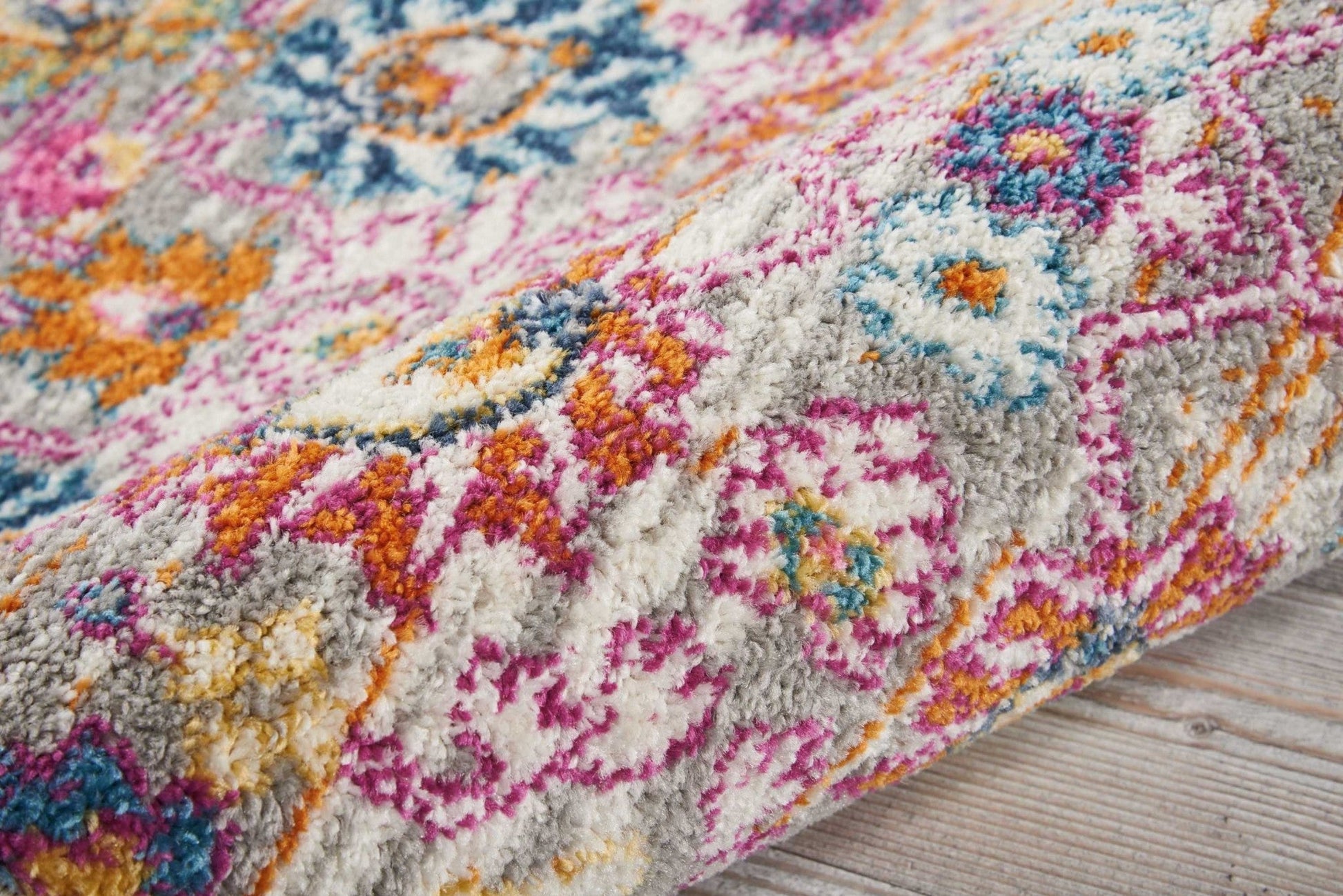 HomeRoots 2' x 6' Gray and Pink Distressed Runner Rug