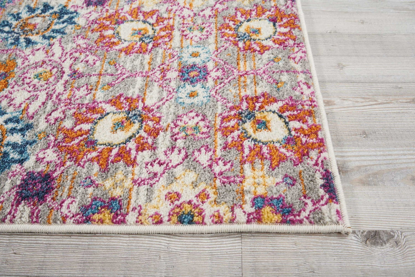 HomeRoots 2' x 6' Gray and Pink Distressed Runner Rug