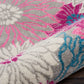 HomeRoots 2' x 6' Gray and Pink Tropical Flower Runner Rug