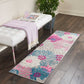 HomeRoots 2' x 6' Gray and Pink Tropical Flower Runner Rug