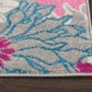 HomeRoots 2' x 6' Gray and Pink Tropical Flower Runner Rug