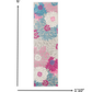 HomeRoots 2' x 6' Gray and Pink Tropical Flower Runner Rug