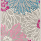 HomeRoots 2' x 6' Gray and Pink Tropical Flower Runner Rug