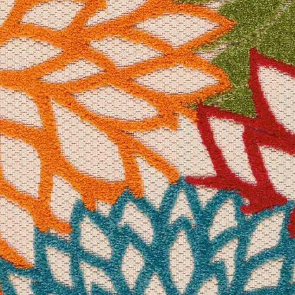HomeRoots 2’ x 6’ Green Indoor Outdoor Runner Rug With Floral Finish