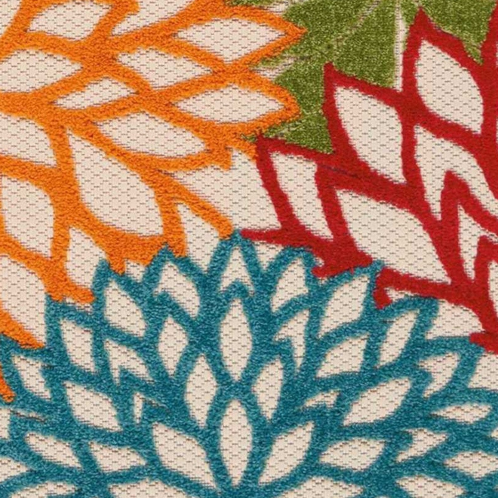 HomeRoots 2’ x 6’ Green Indoor Outdoor Runner Rug With Floral Finish