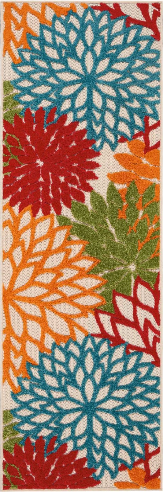 HomeRoots 2’ x 6’ Green Indoor Outdoor Runner Rug With Floral Finish