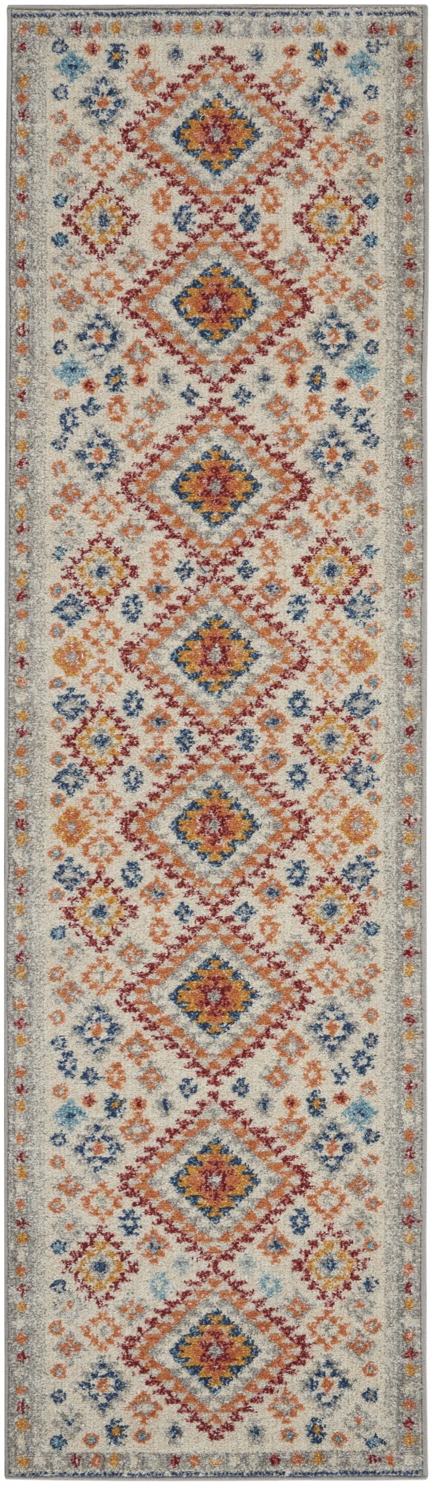 HomeRoots 2' x 6' Ivory and Red Diamonds Runner Rug