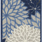 HomeRoots 2’ x 6’ Large Floral Indoor Outdoor Runner Rug in Blue Finish