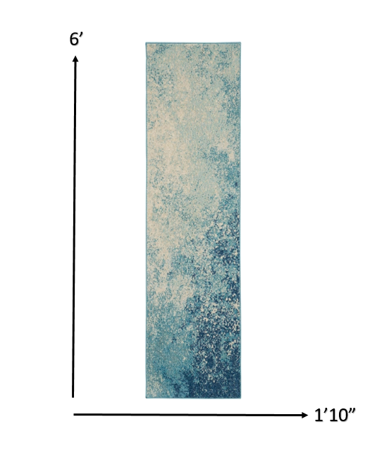 HomeRoots 2' x 6' Light Blue and Ivory Abstract Sky Runner Rug