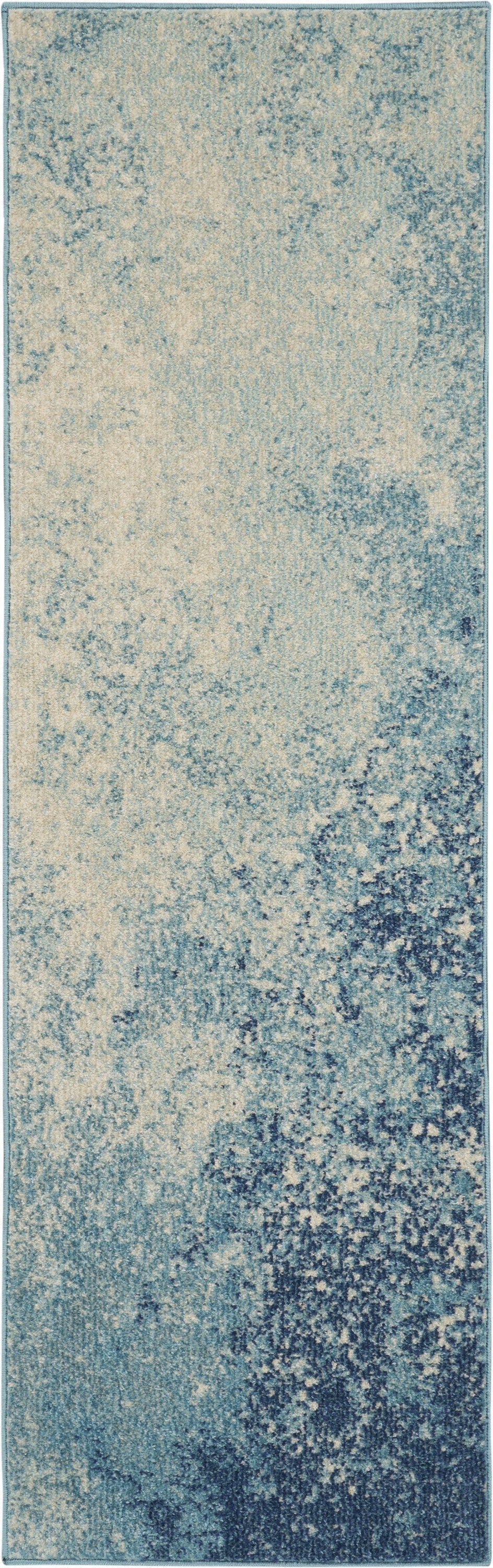 HomeRoots 2' x 6' Light Blue and Ivory Abstract Sky Runner Rug