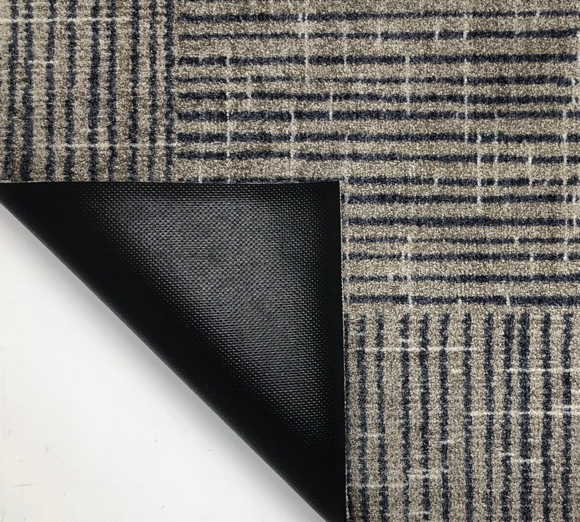 HomeRoots 2' x 6' Modern Geo Lines in Squares Washable Runner Rug