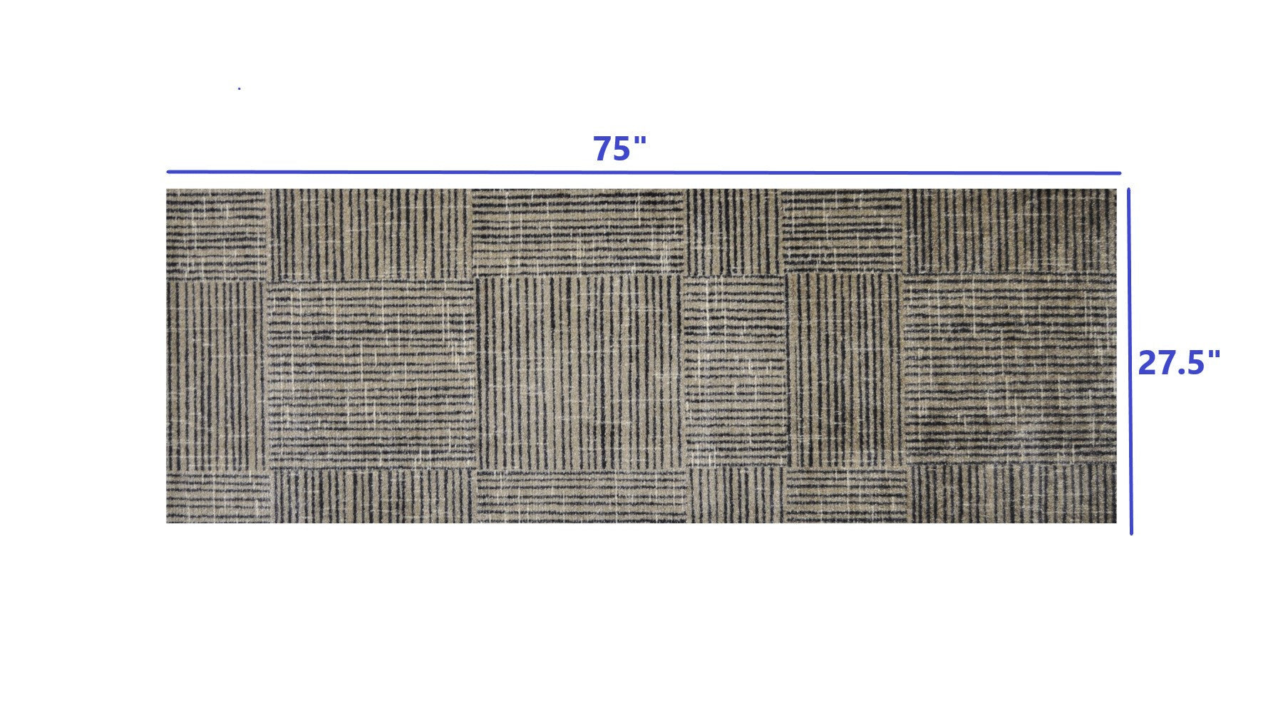 HomeRoots 2' x 6' Modern Geo Lines in Squares Washable Runner Rug