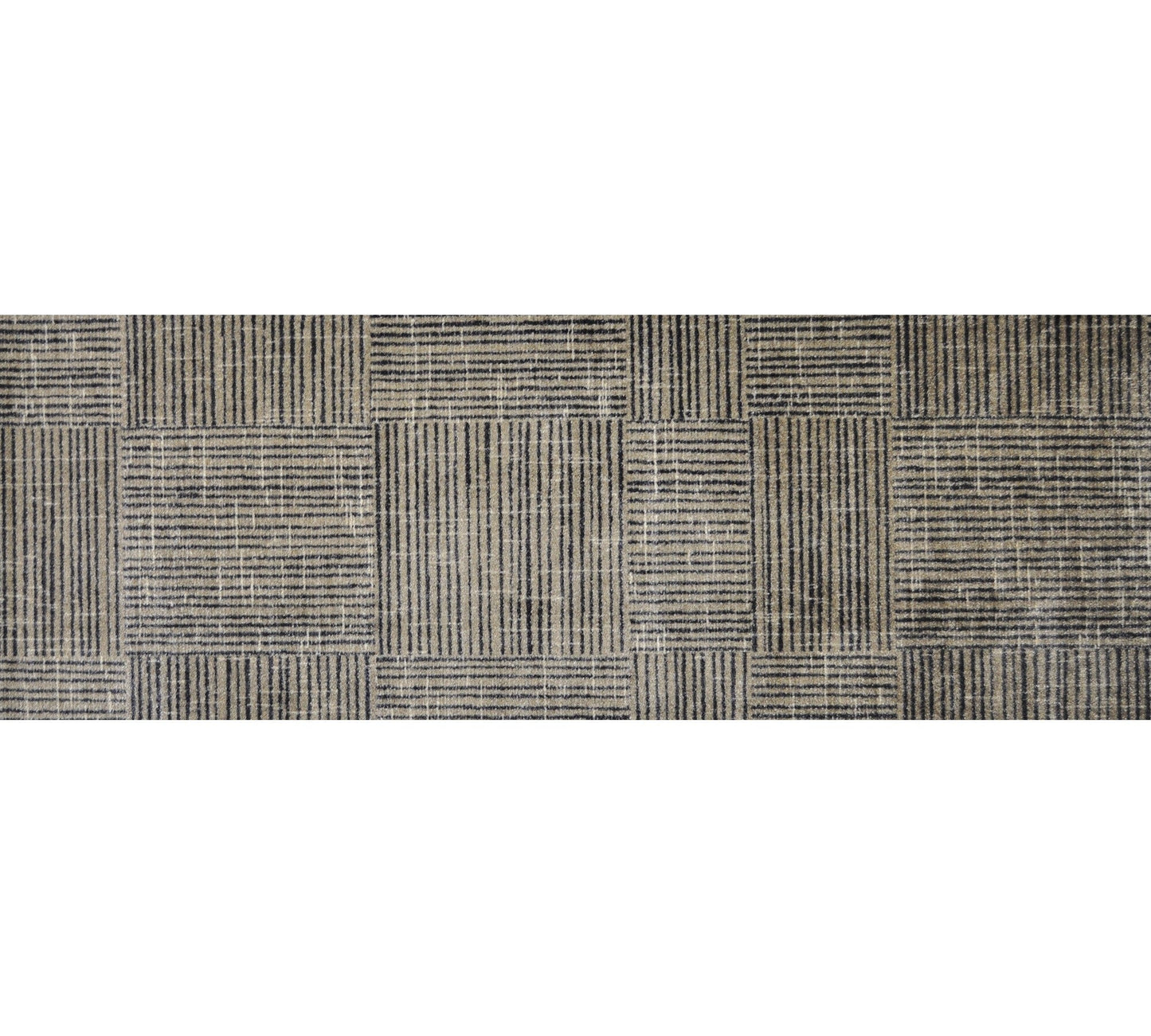 HomeRoots 2' x 6' Modern Geo Lines in Squares Washable Runner Rug